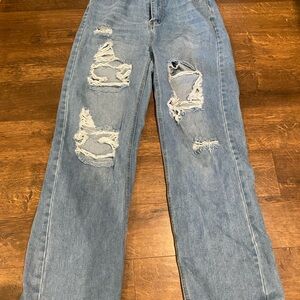 Distressed Blue Jeans